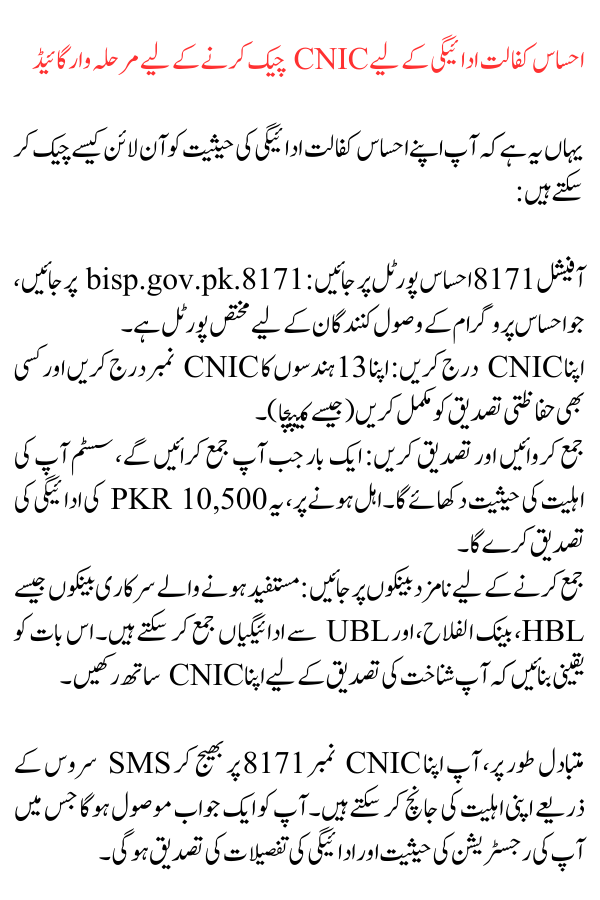 Check Your CNIC for Ehsaas Kafalat Program